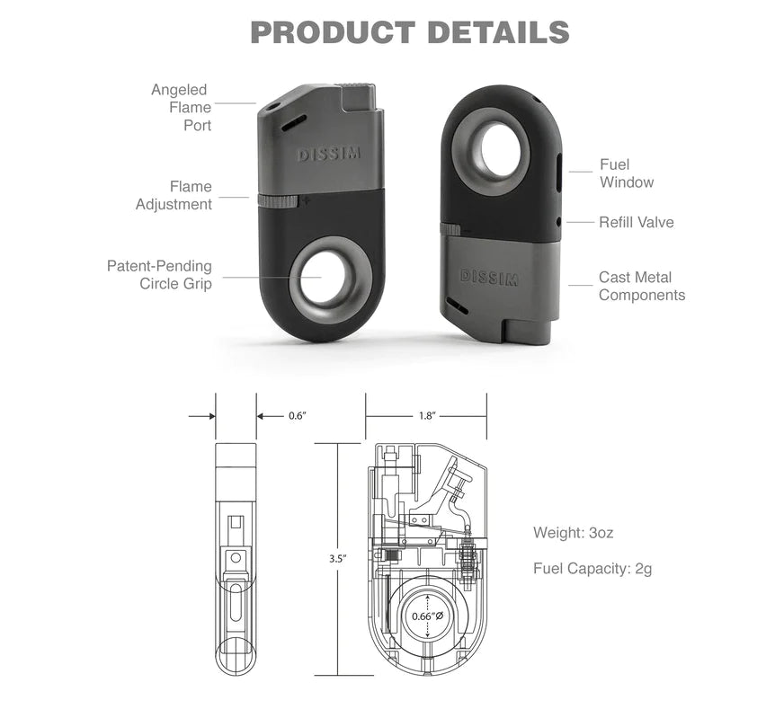 DISSIM EXECUTIVE SERIES INVERTED SOFT FLAME LIGHTER-SILVER