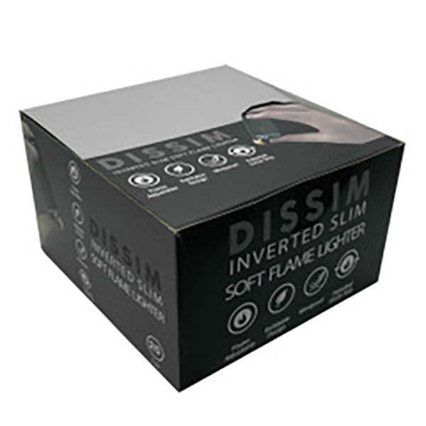 DISSIM SLIM SOFT FLAME LIGHTERS IN DISPLAY BOX OF 25 MIXED COLORS